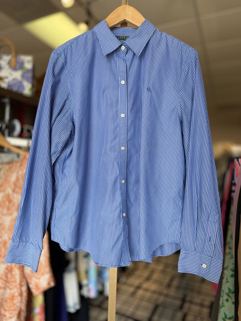 LRL- LS Striped Button Down - Blue