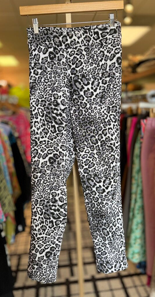 Cheetah Print Pull On Pants - Black/White