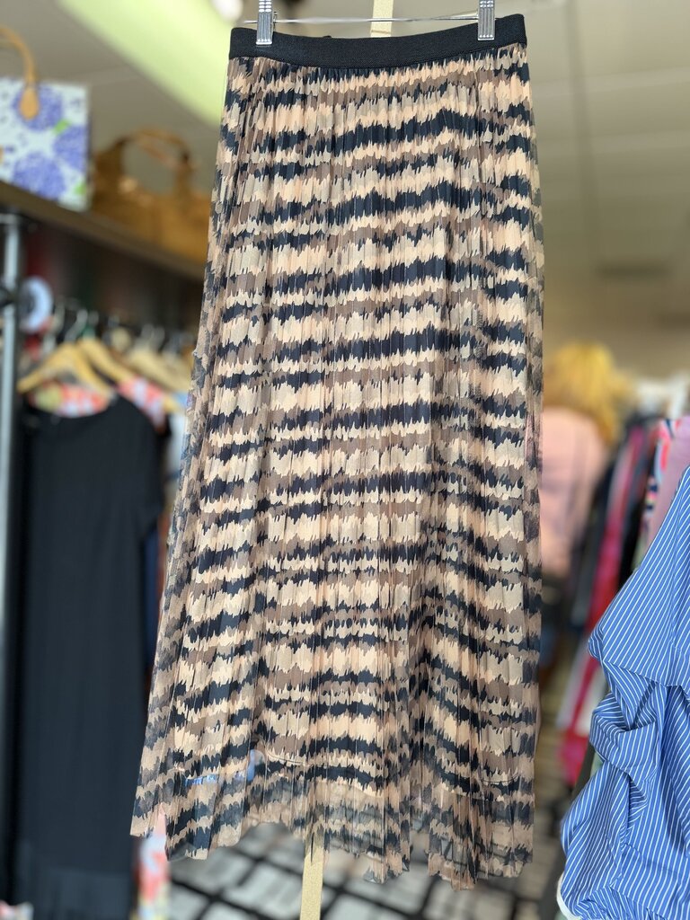 Esqualo - Plisse Printed Midi Skirt