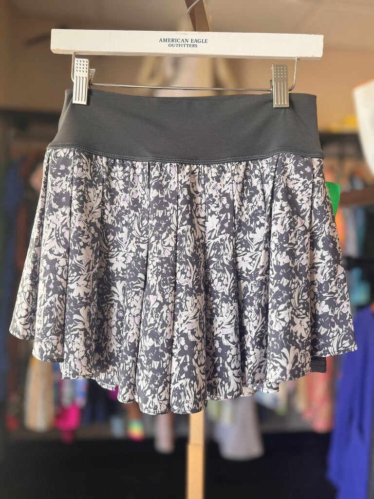 Aerie - Floral Print Pleated Skort - Grey