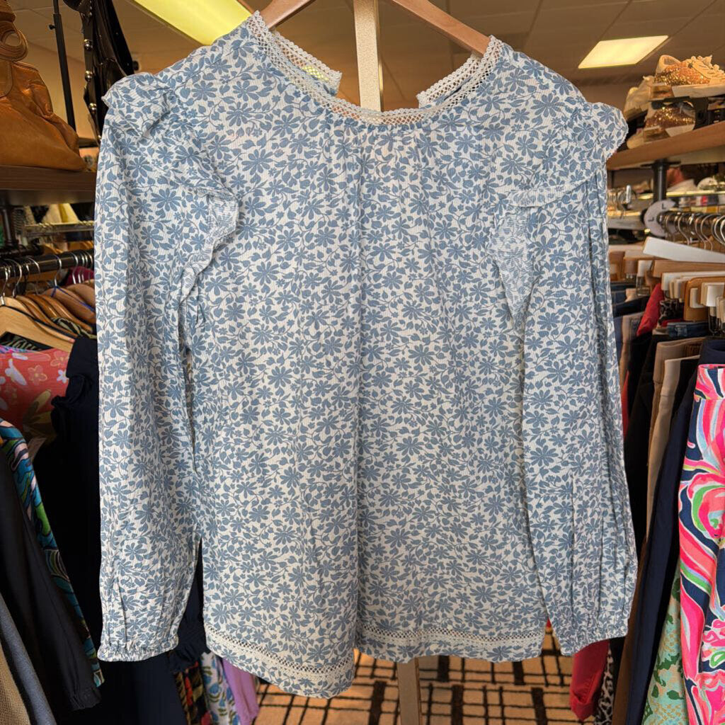 J.Crew - Floral Print Ruffle Sleeve Top