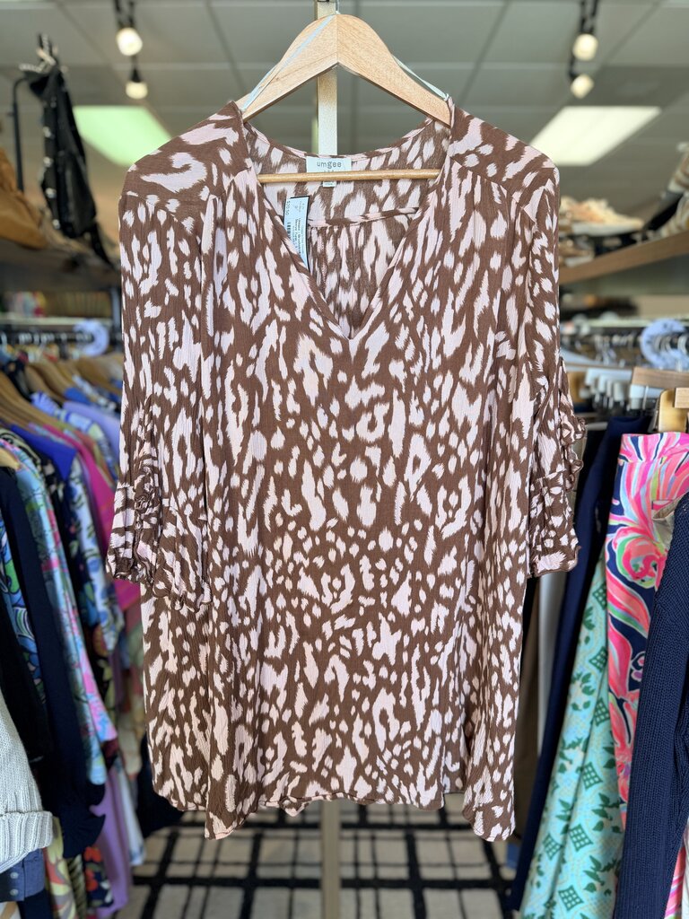 Umgee - Brushstroke Flutter Sleeve Tunic -