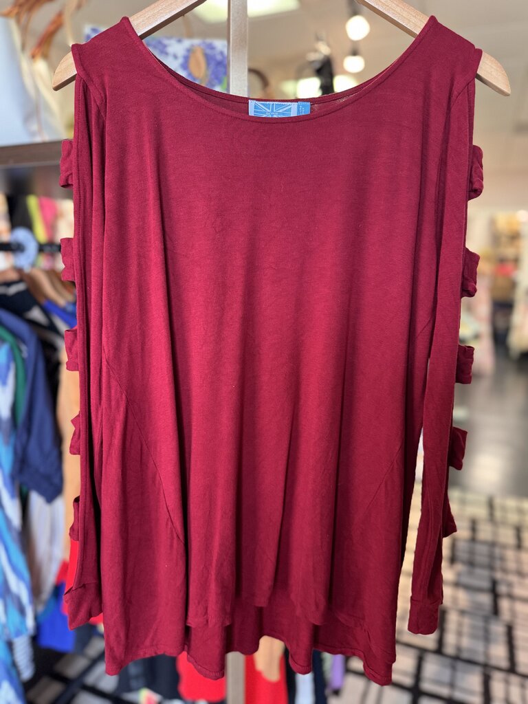 Survival - Long Sleeve Top w/ Cutout Detail - Red