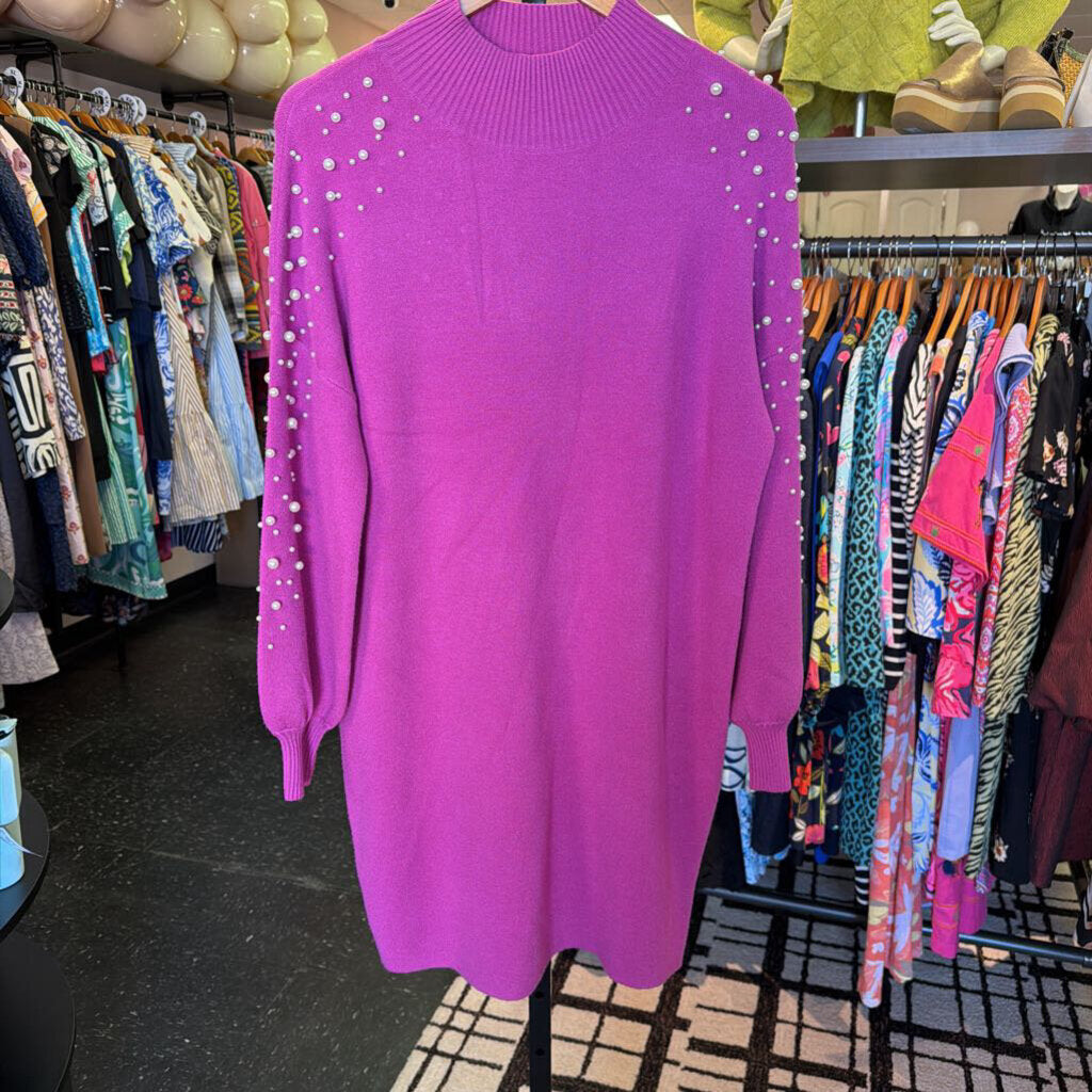 Fate - NWT Pearl Embellished Sweater Dress - Pink