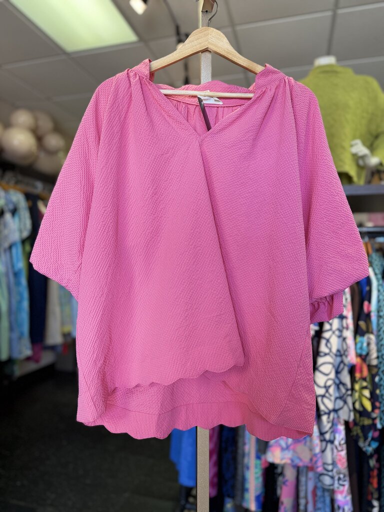 Umgee - Textured Puff Sleeve Top SS - Pink