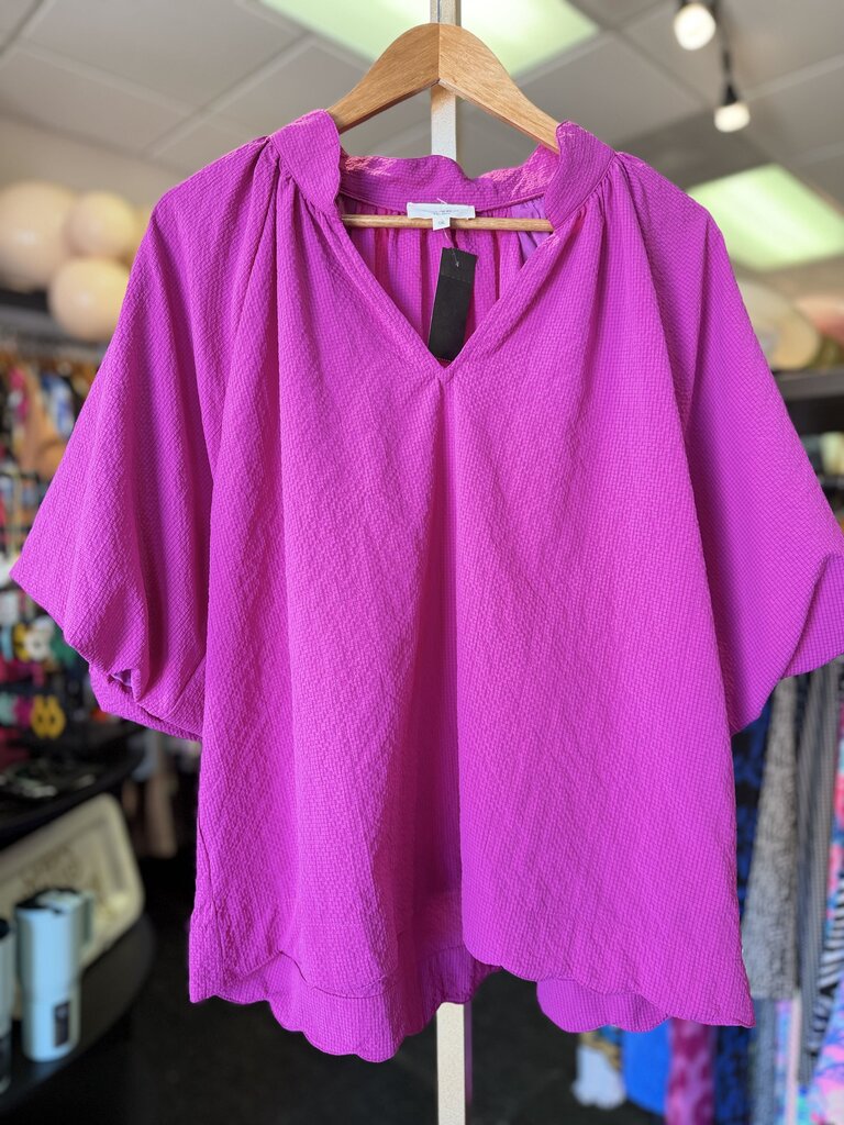 Umgee - Textured Puff Sleeve Top SS - Purple