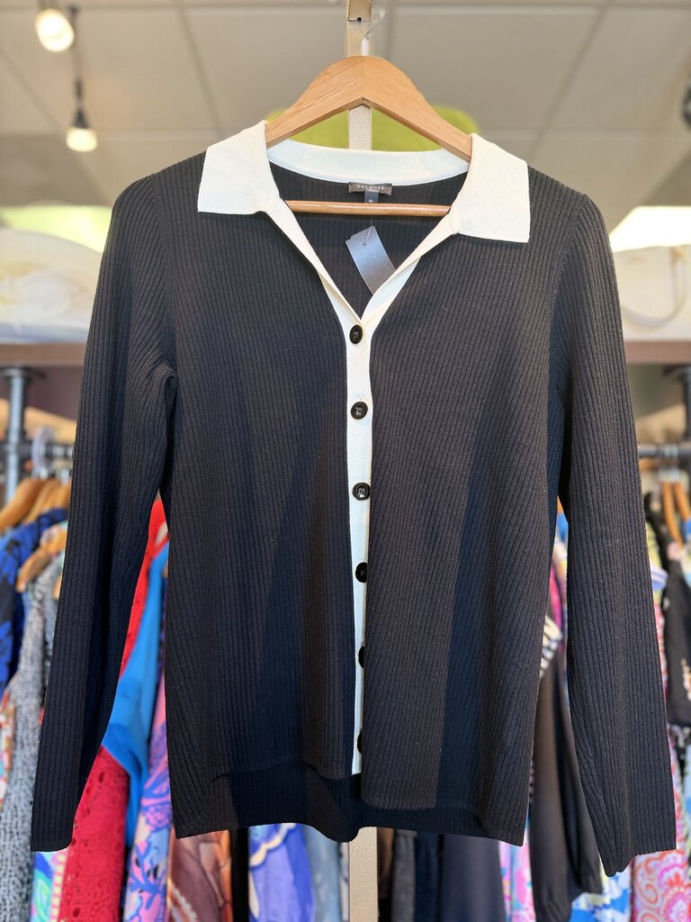 Talbots- Polo Cardigan- Black
