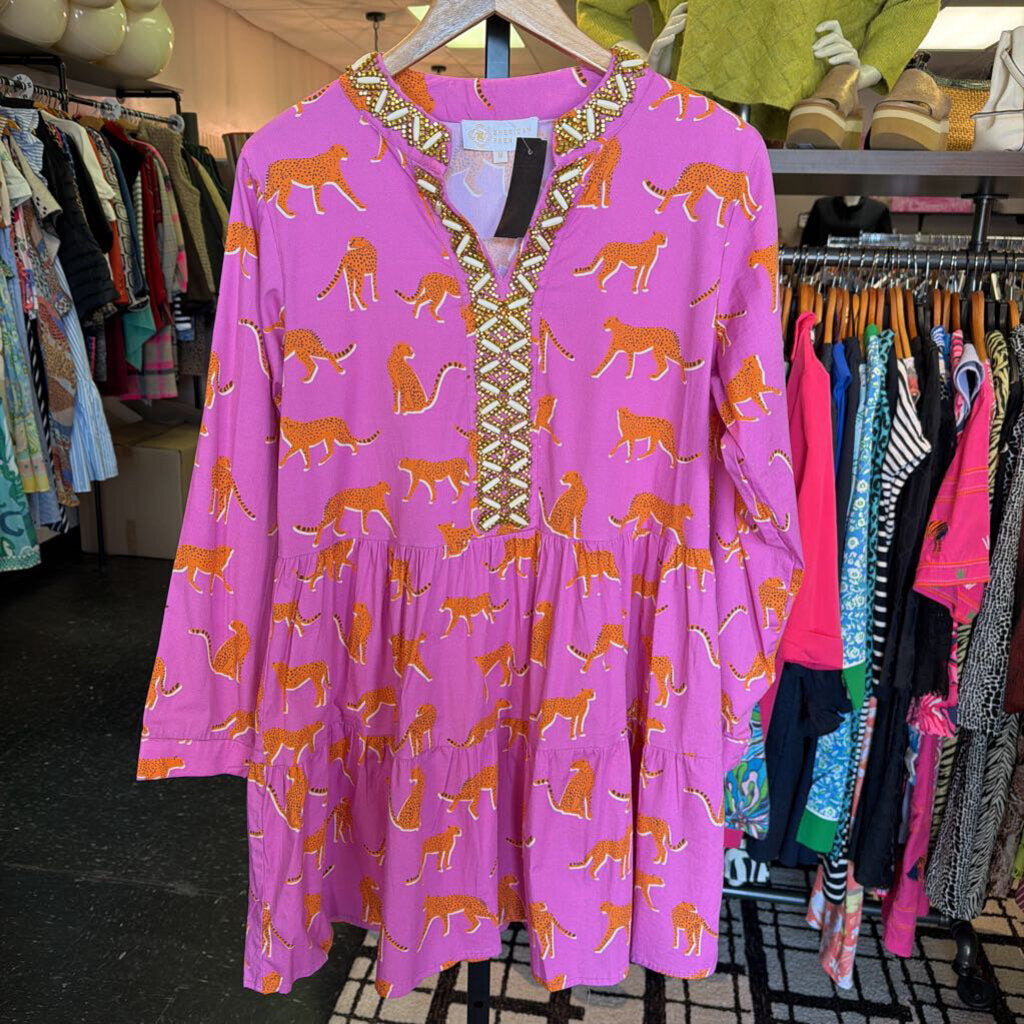 Sheridan French - Abigail Dress in Cheetah Print - Pink