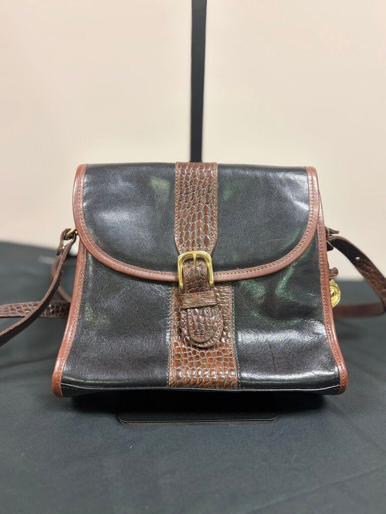 VTG Brahmin - Black/Brown Leather Crossbody Bag