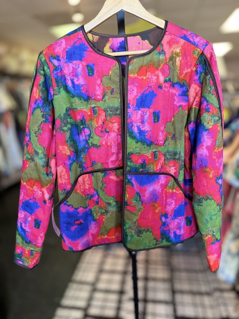 Crosby- Reversible Quilted Jacket w. Brushstroke Print