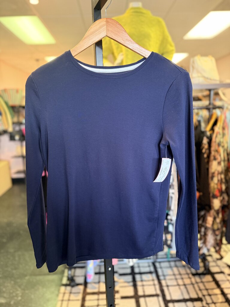Talbots - Cotton Crewneck LS - Navy