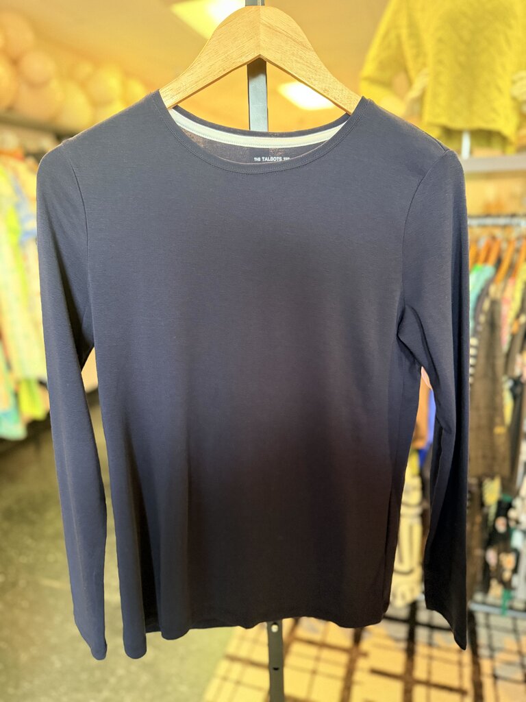 Talbots - Cotton Crewneck LS - Navy