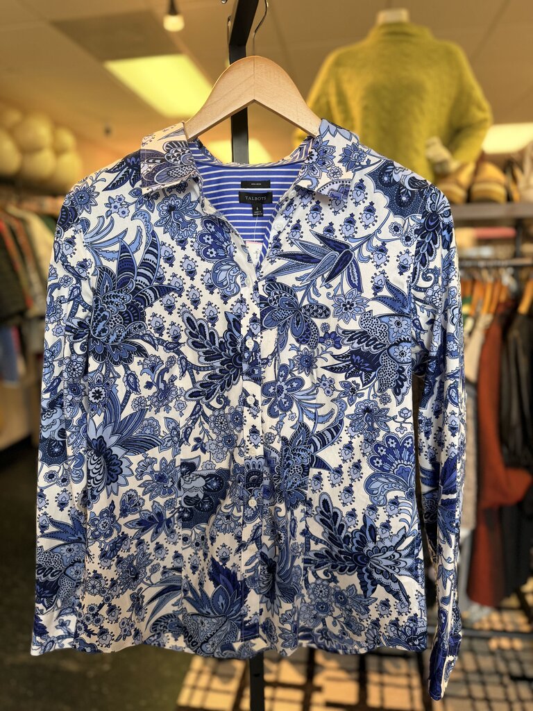 Talbots - LS Button Down Top in Paisley Print