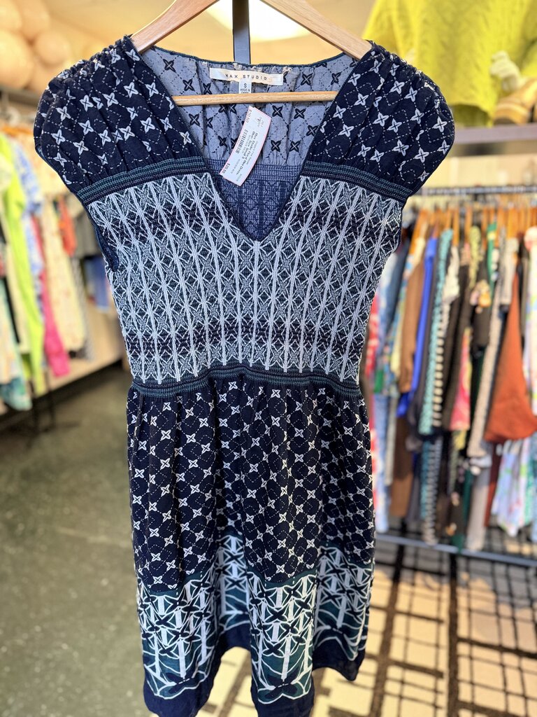 Max Studio Floral Mini Dress- Blue- Size Small