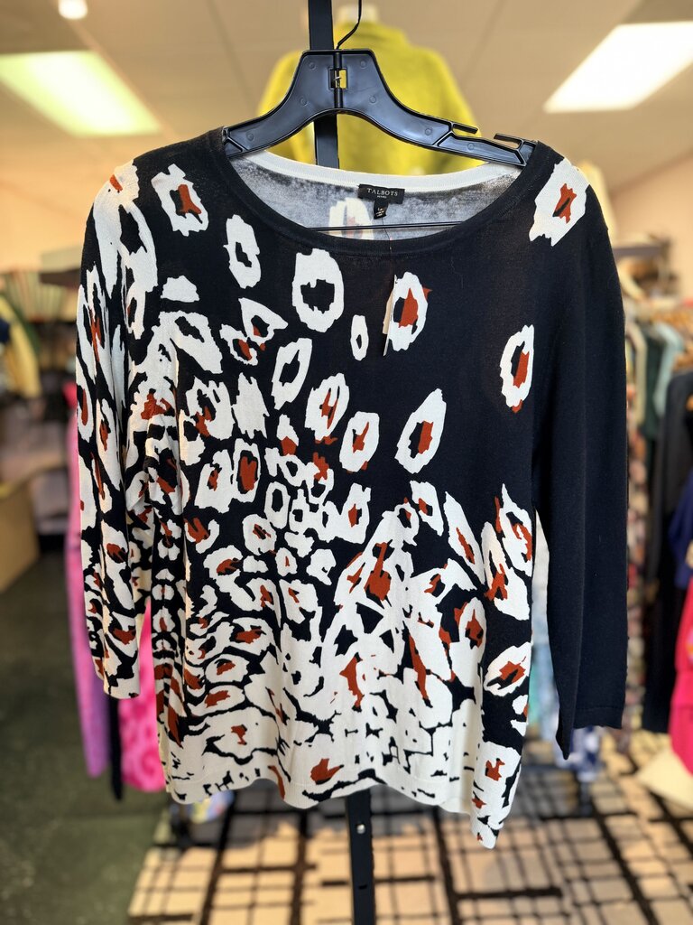 Talbots - NWT Black Animal Print Top