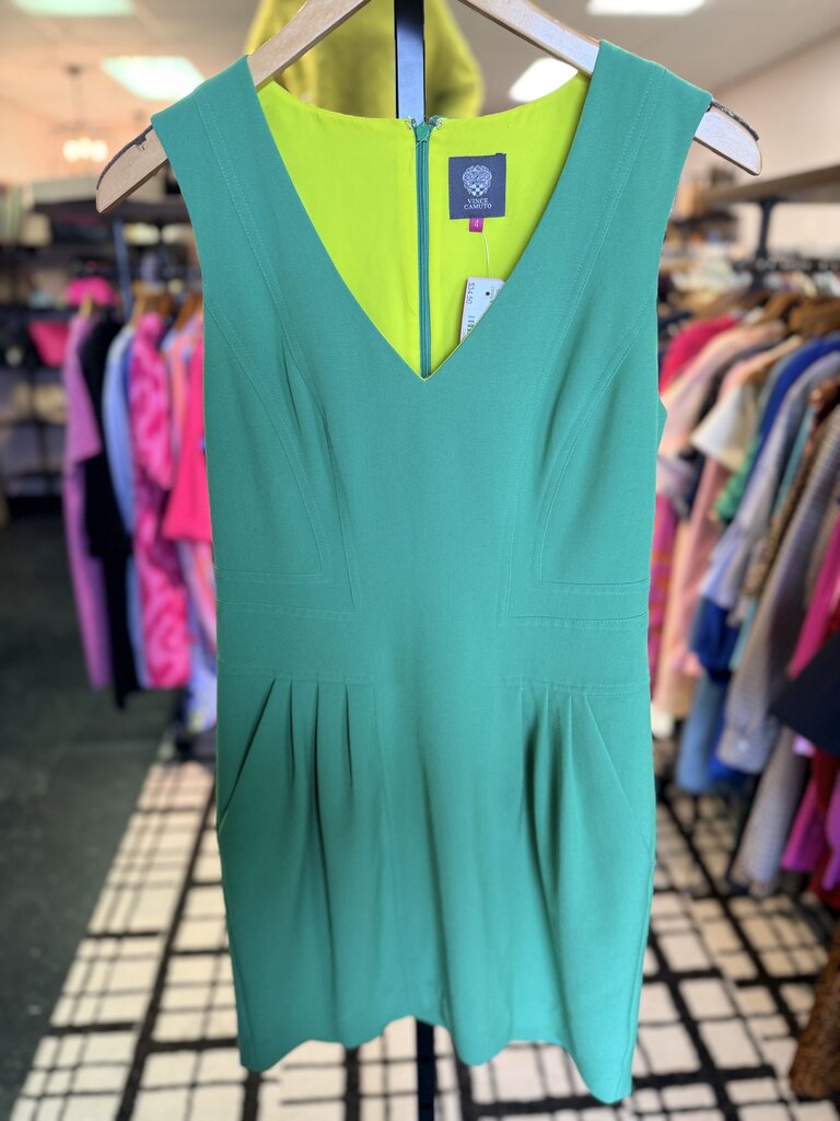 Vince Camuto - V-Neck Green Sleeveless Dress