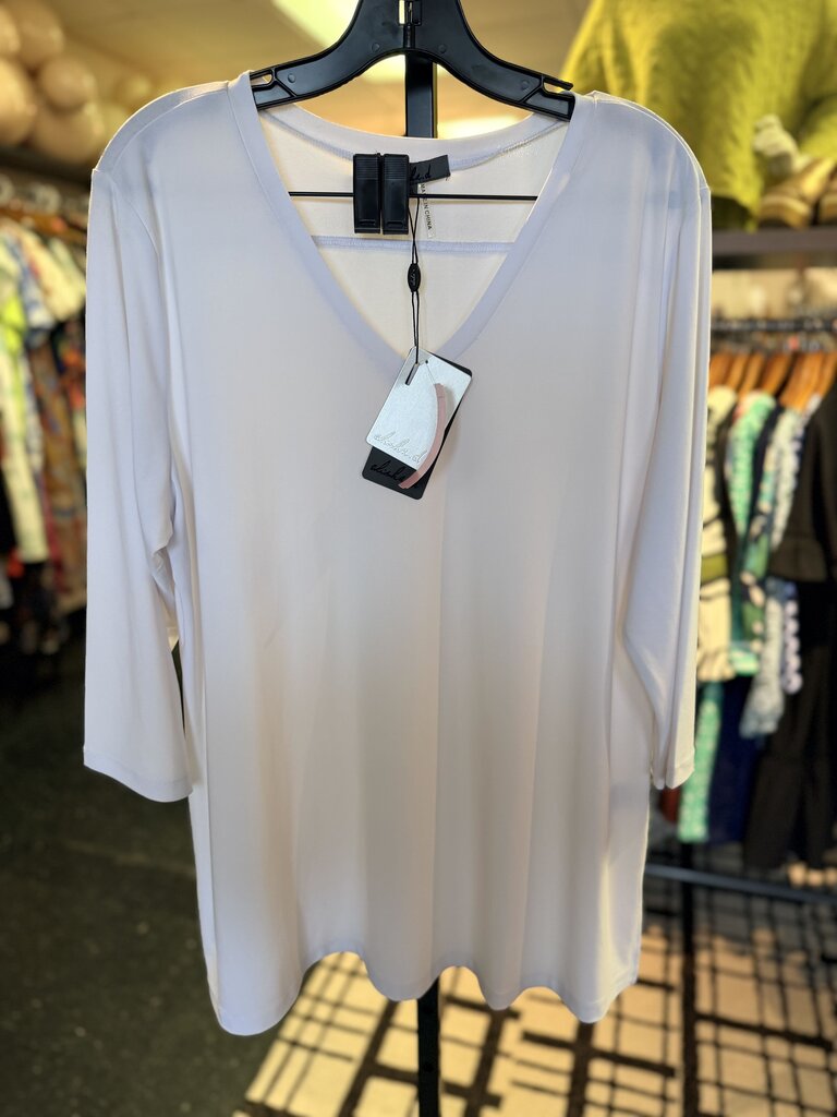 Alisha D - LS V-Neck Top - White