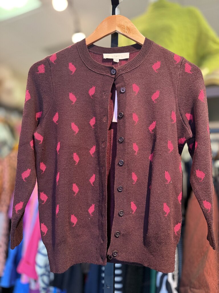 LOFT - Cat Silhouette Button-Front Cardigan