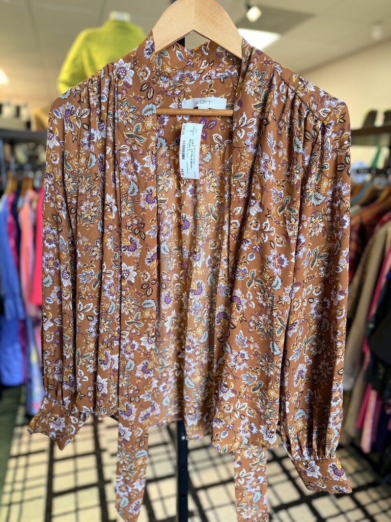 LOFT - LS Floral Blouse - Brown