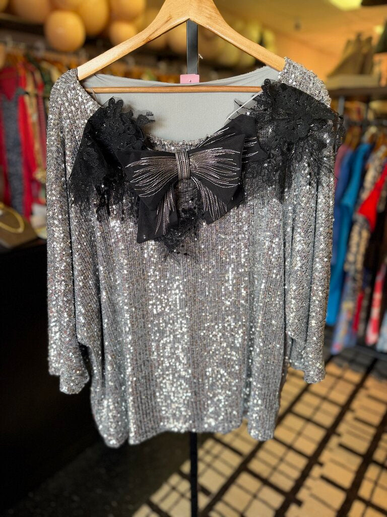 Cable&Gauge- LS Occasion Blouse w. Sequin & Bow Detail