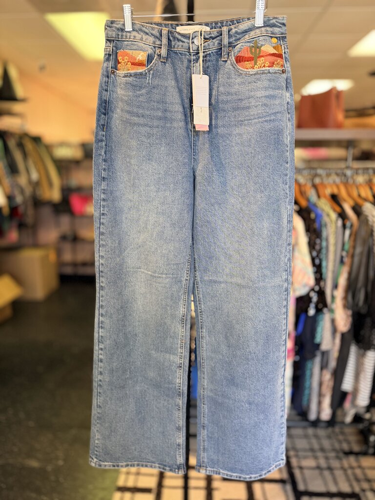Altar'd NWT - Gracee Desert Embroidered Straight Leg Jeans