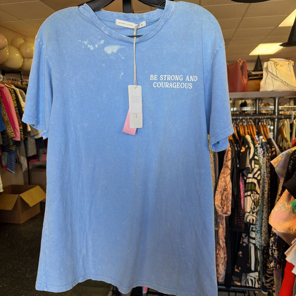 Altar'd NWT -Jesus Has Your Back Tee - Acid Wash Blue