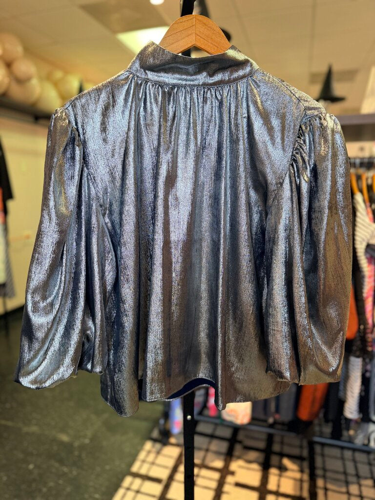 S'Edge - Metallic Carmen Top - Silver