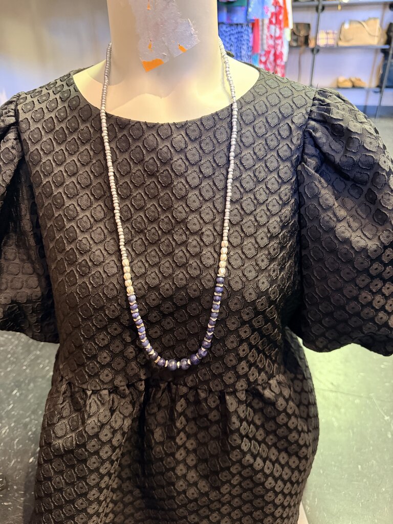 Silver & Blue Beaded Necklace