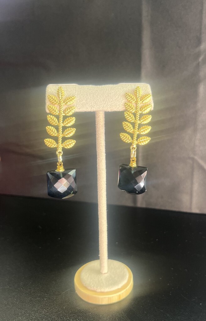 Julie Ryan Designs - Sylvie Long Black Fern Earrings