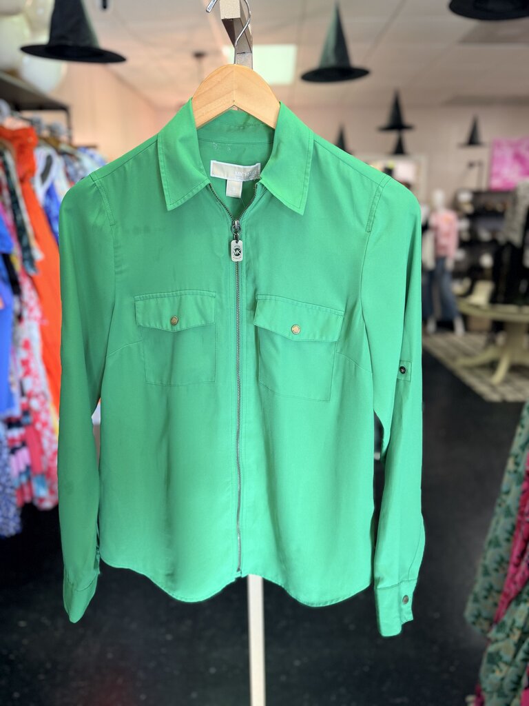 Michael Kors - Full-Zip Blouse in Green