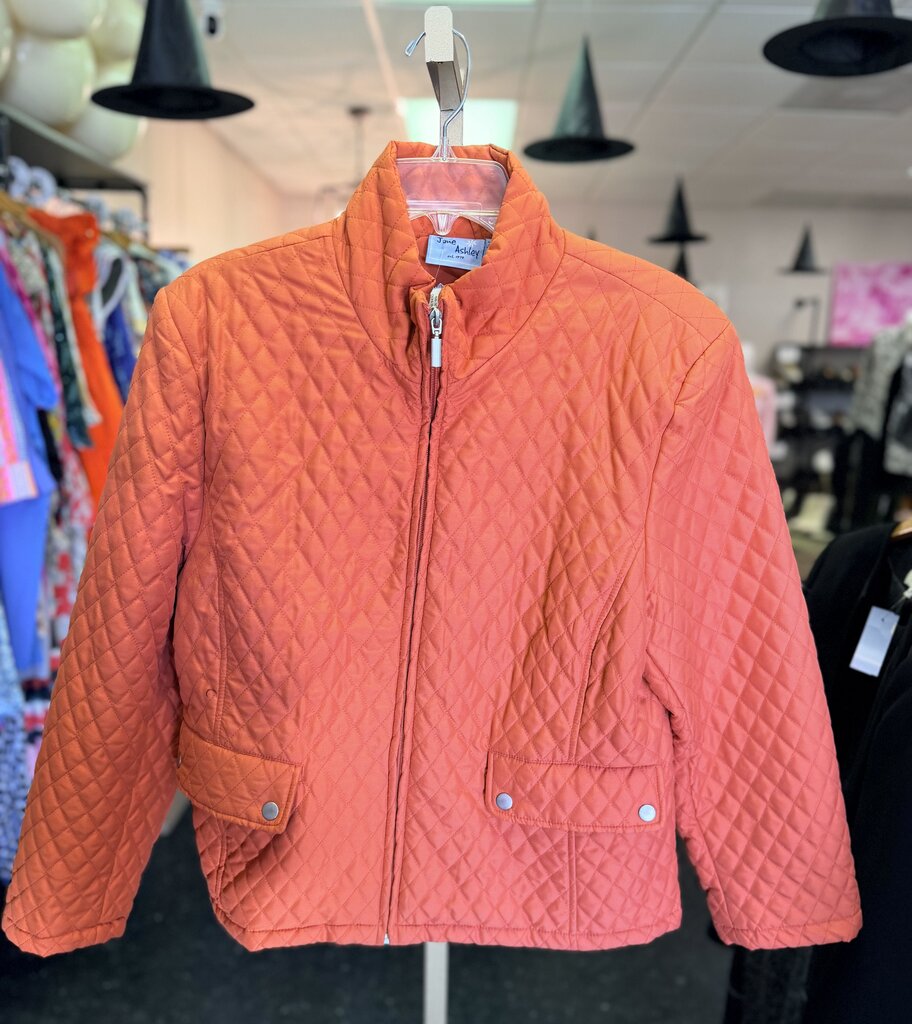 VTG Jane Ashley - Quilted Zip Front Jacket - Orange