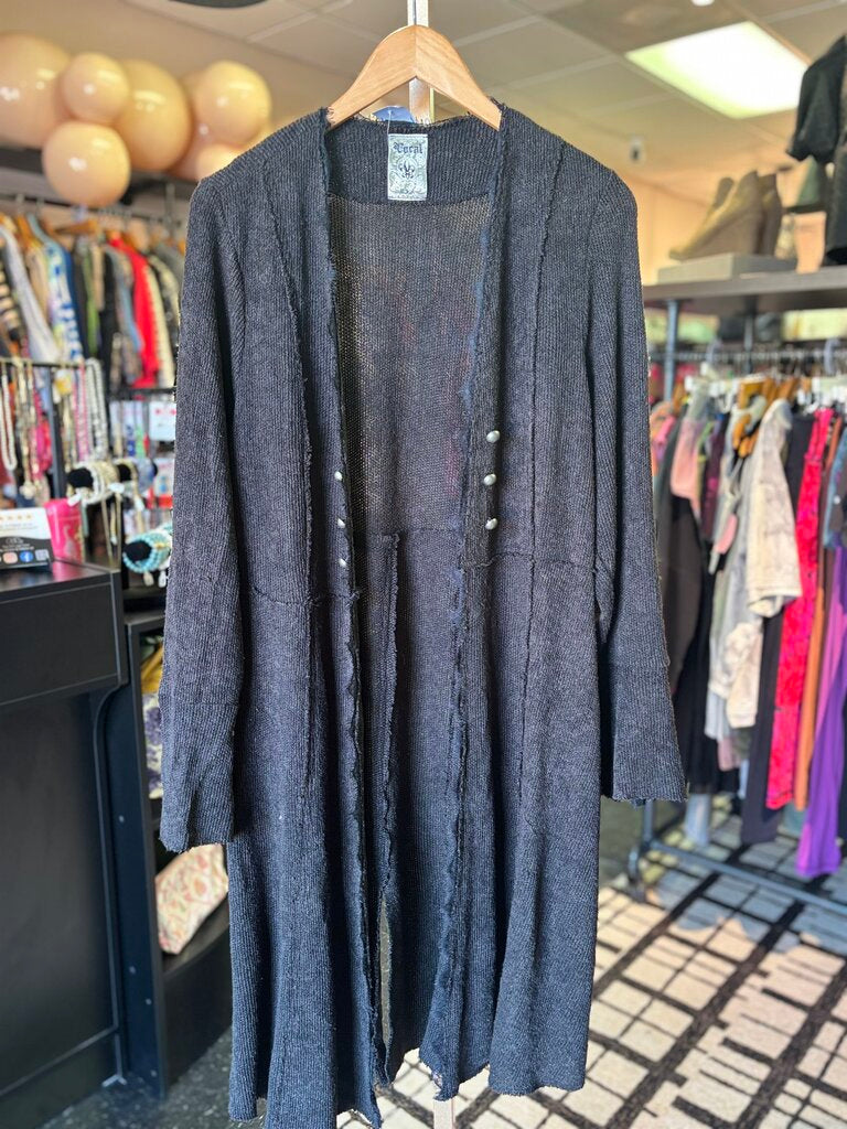 Vocal - Open Duster Cardigan - Charcoal