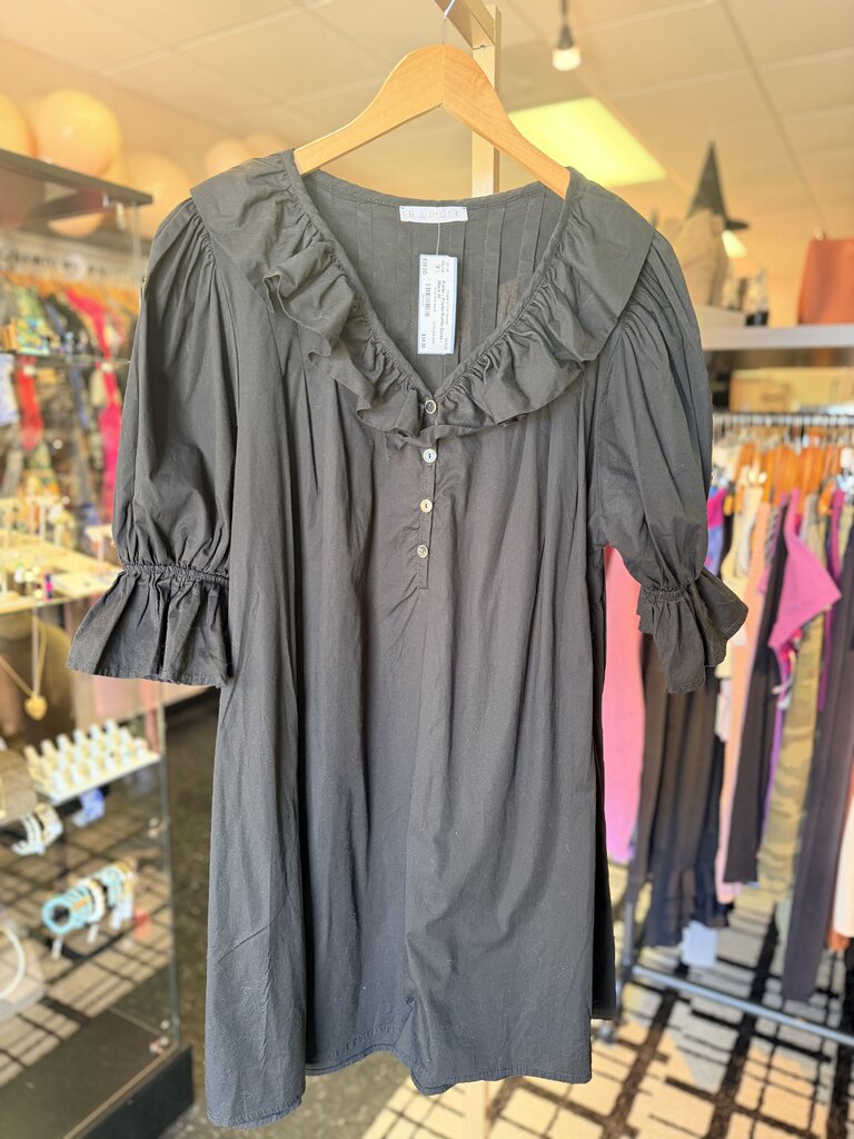 Karlie - Poplin Ruffle Dress - Black