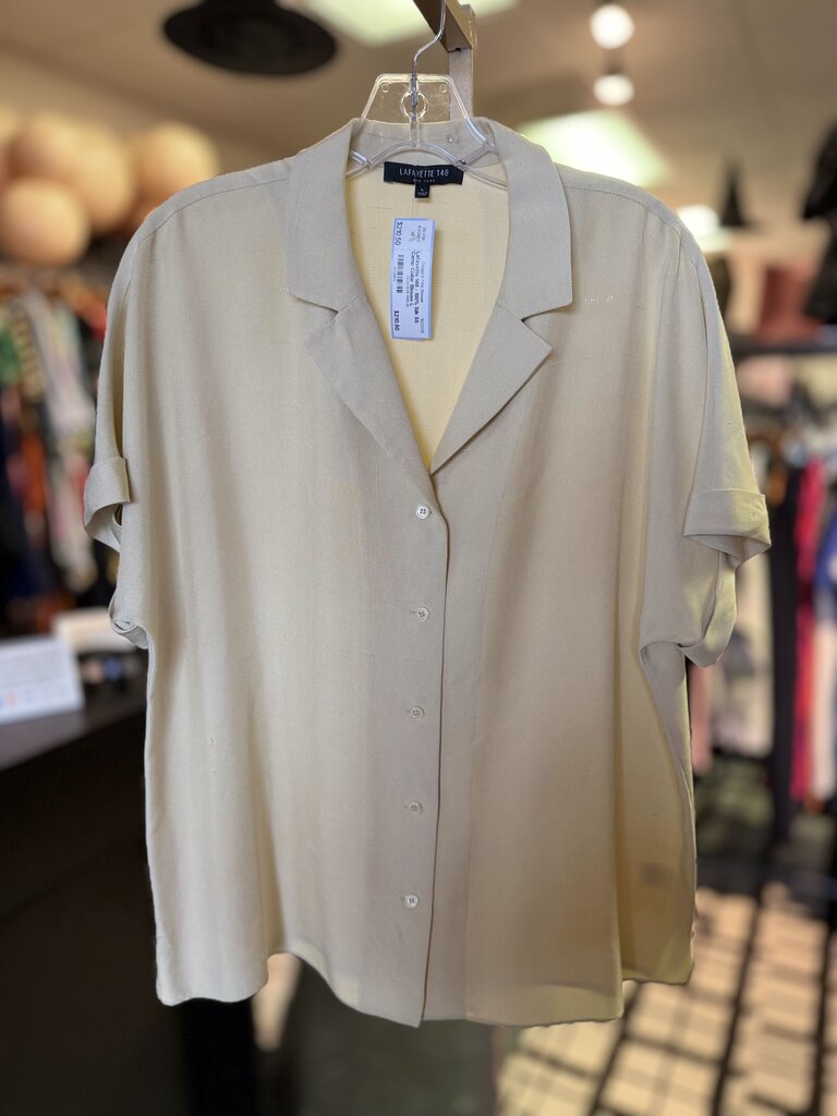 Lafayette 148 - 100% Silk SS Camp Collar Blouse