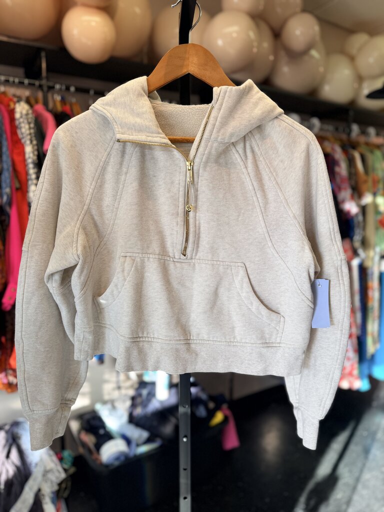 Lululemon - Cropped Scuba Half Zip - Heathered Grey/Gold