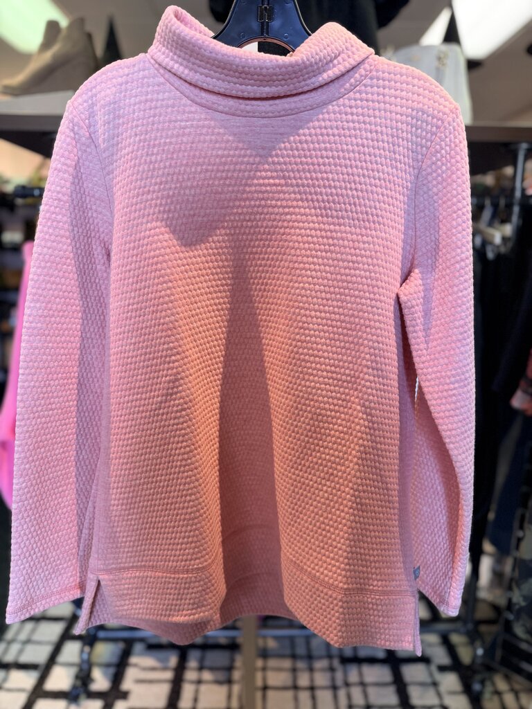 T by Talbots - Waffle Knit Mockneck Pullover - Pink