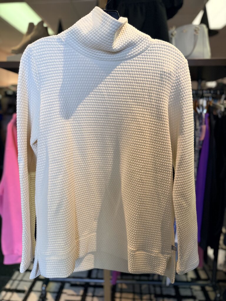 T by Talbots - Waffle Knit Mockneck Pullover - Cream