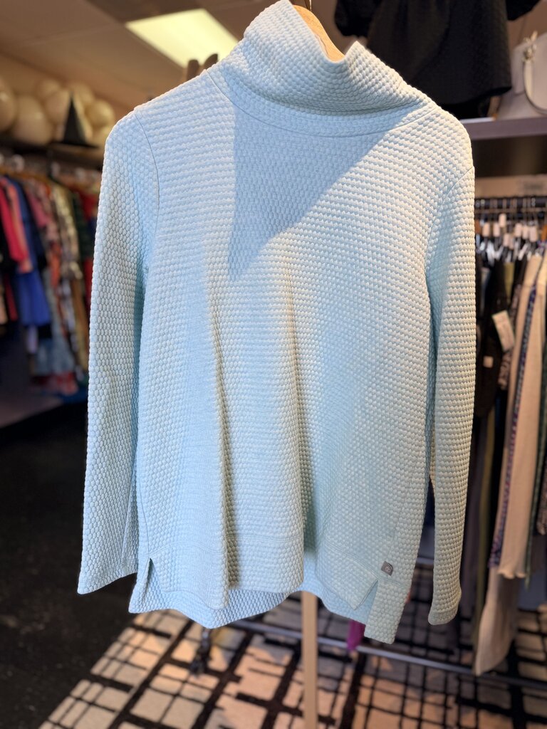 T by Talbots - Waffle Knit Mockneck Pullover - Aqua