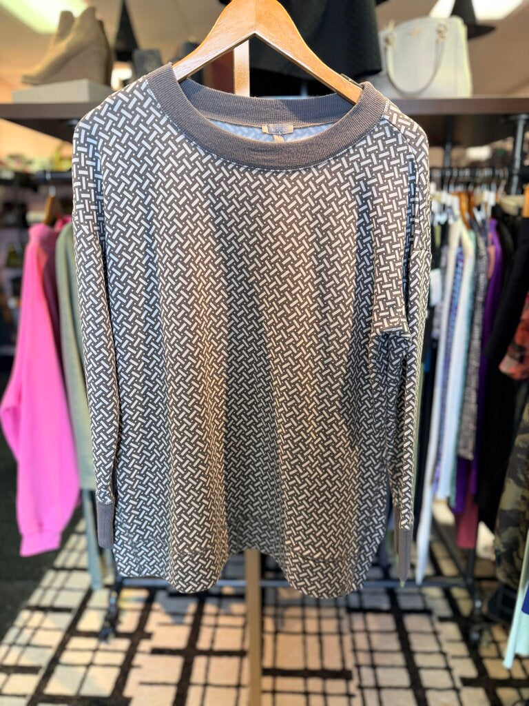 T by Talbots - LS Lattice Print Pullover - Grey