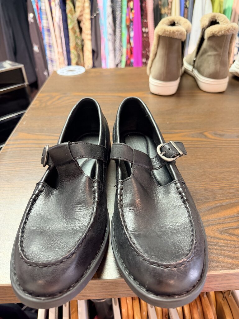 Born - Miki Mary Jane Leather Loafers - Black