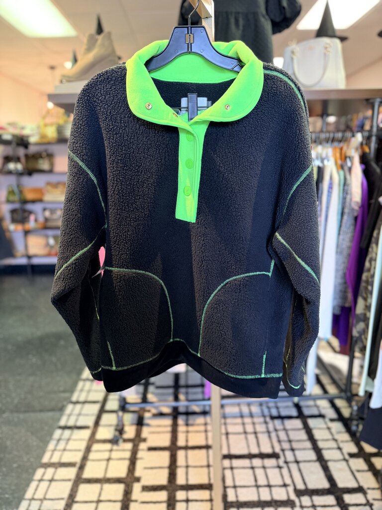 Dudley Stephens- Quarter Snap Pullover & Matching Fleece Headband - Black/Green
