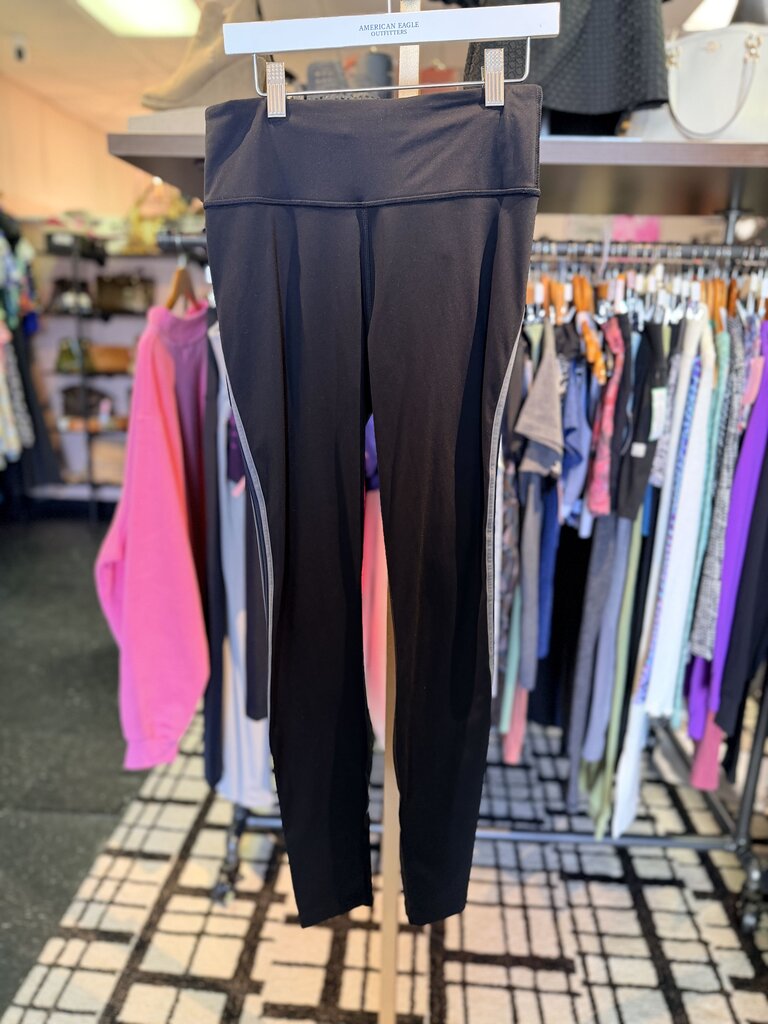 Lululemon- Run Crew Tights in Black & Navy Stripe
