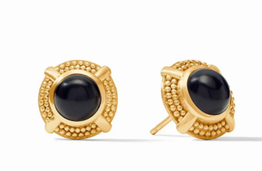 Julie Vos NWT - Cabochon Stud Earrings in Obsidian Black
