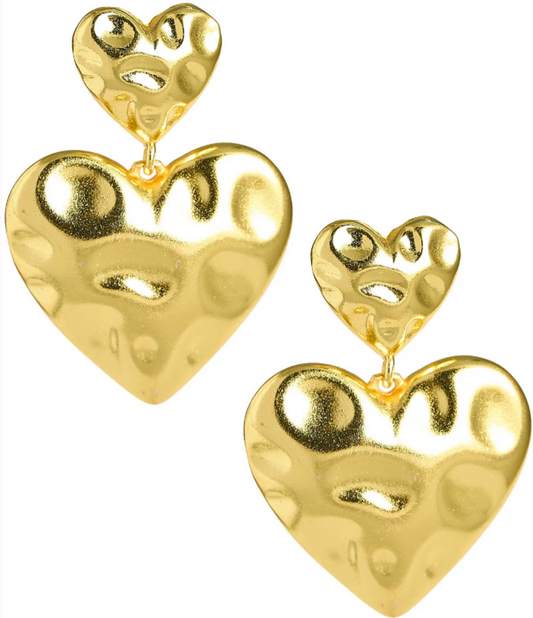 Lisi Lerch NWT-Fallen - Hammered Gold Heart Earring- 18k Gold Plated