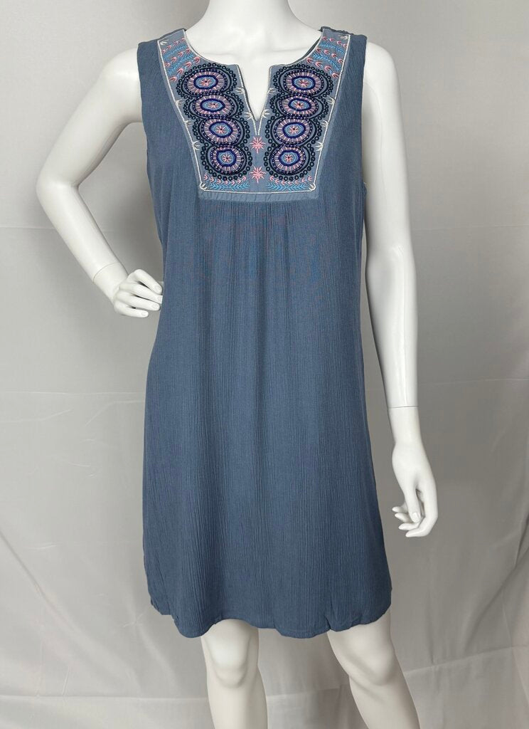 Luxology -Blue - Sleeveless Embrod. Dress
