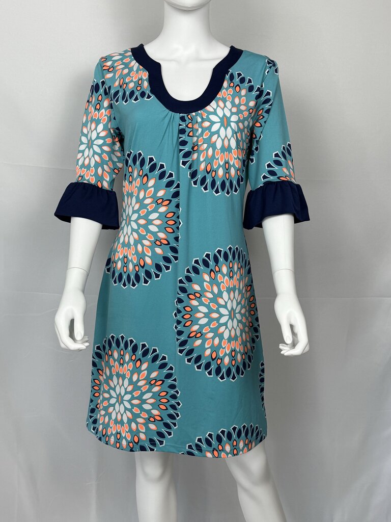 Tracy Negoshian -Blue,Multi - Ruffle 3/4 Dress