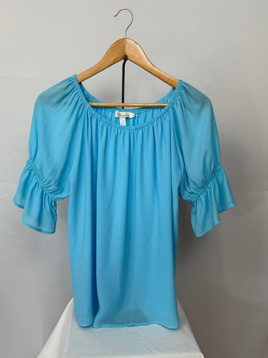 Aryeh- Aqua - Solid SS Blouse