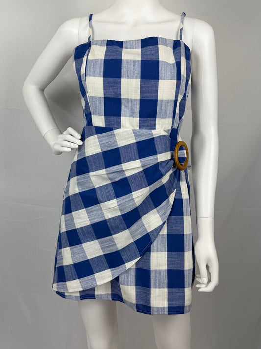 Altar'd State - Blue, White Gingham Linen Dress
