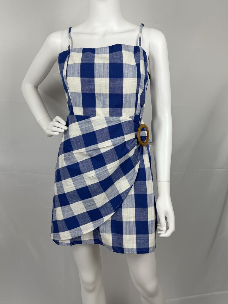 Altar'd State - Blue, White Gingham Linen Dress