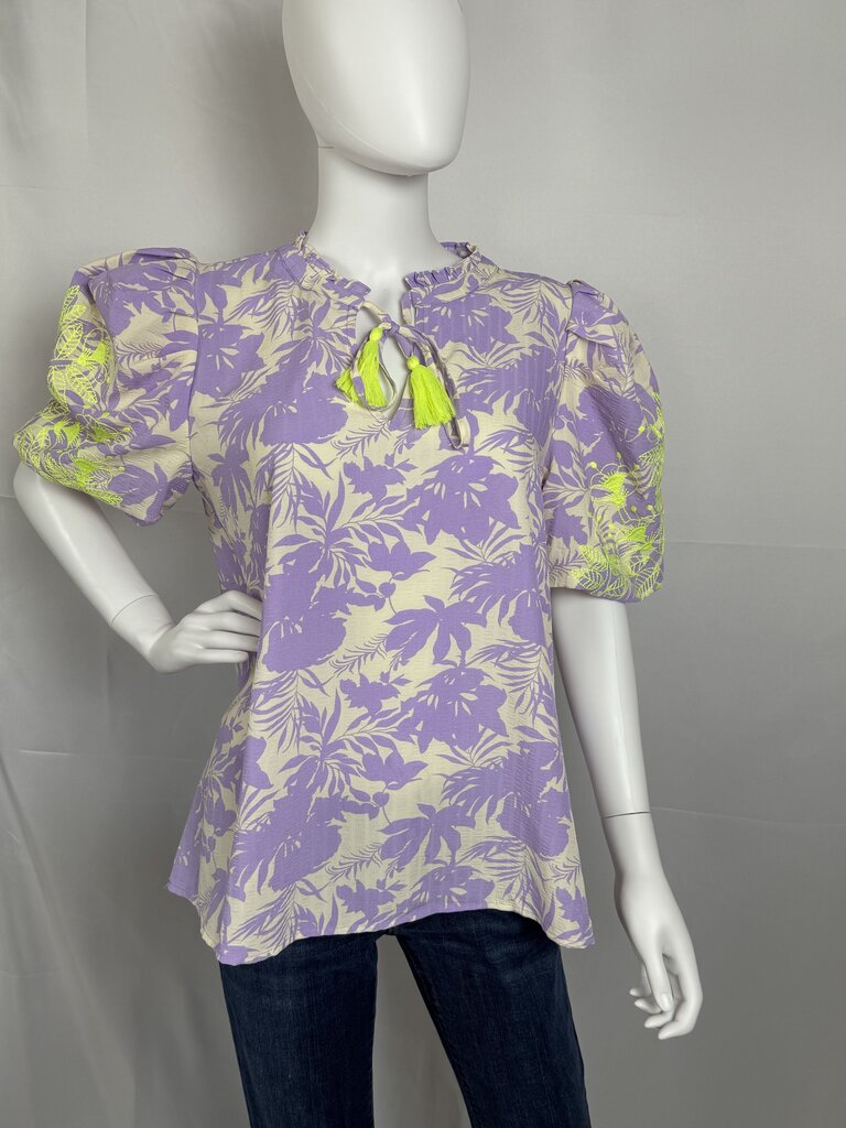Jodifl - White, Purple - Floral Blouse